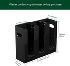 Disposable Coffee Cup Dispenser with Handles, Countertop or Wall Mount Hot/Cold Drink Cup and Lid Holder - Bathroom/Kitchen/Office Acrylic Cup Lid Storage Organizer (3 Compartments, Black)
