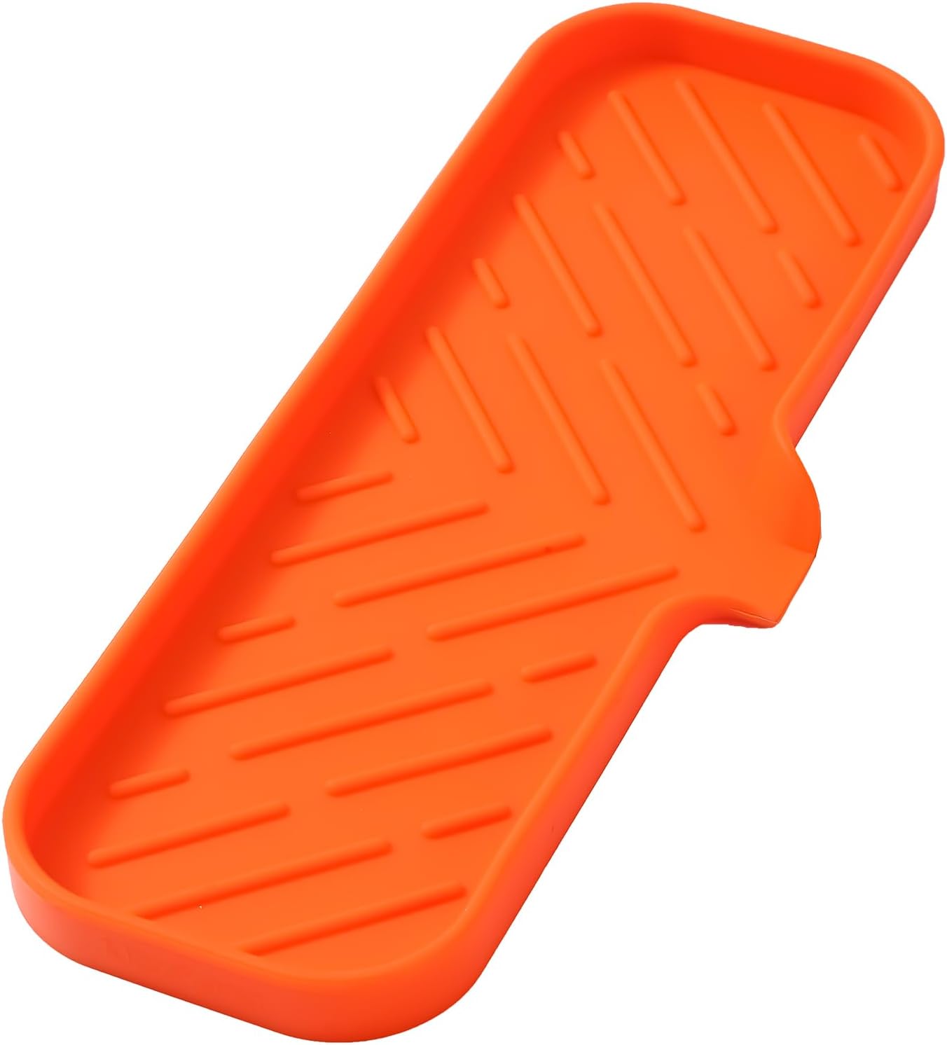 Silicone Bathroom Soap Dishes with Drain Spout-Bathroom and Kitchen Sink Organizer,Sponge Holder,Dish Soap Tray,Perfect for Dispenser,Scrubber,Bottle,Cup on Sink or Counter-Orange 12"×4"