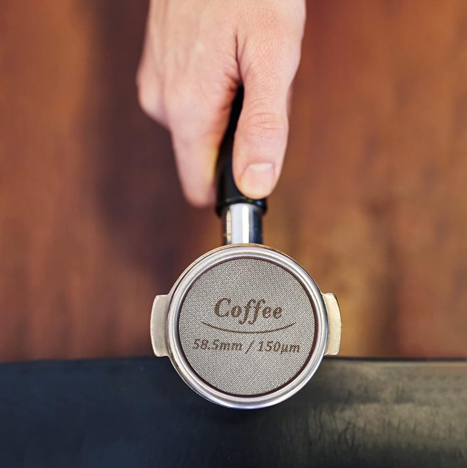 Espresso Puck Screen 53.5/58.5mm Stainless Steel Coffee Filter 150μm with Stand Filter Screen for 58mm Portafilter Filter Basket