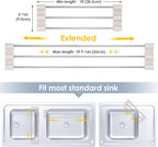 Tomorotec Adjustable Over-The-Sink Kitchen Rack for Dishcloths, Sponges, Bottles and Brushes - Heat-Resistant Stainless Steel with Slim, Expandable Design and Multifunctional Silicone Holder
