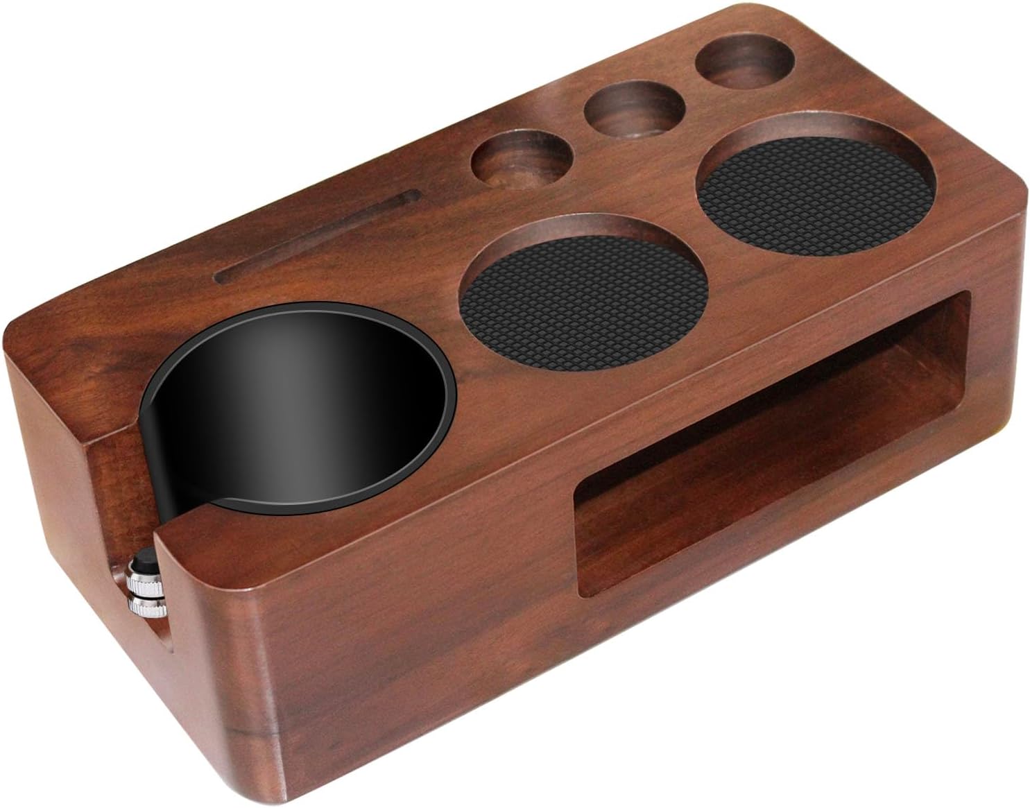 Espresso Tamping Station,Multifunctional Tamping Station,Non-slip Tamper Station,Espresso Station fit for storage 51-58mm Tamper Distributor Portafilter,Walnut Tamper Holder,Coffee Portafilter Holder