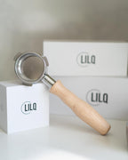 LILQ 54mm Naked Bottomless Portafilter Compatible with Breville Barista Express, Barista Pro, Bambino, and More – 18-20g basket included (Maple, 54mm)