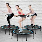 ONETWOFIT 51" Silent Trampoline with Adjustable Handle Bar, Fitness Trampoline Bungee Rebounder Jumping Cardio Trainer Workout for Adults…