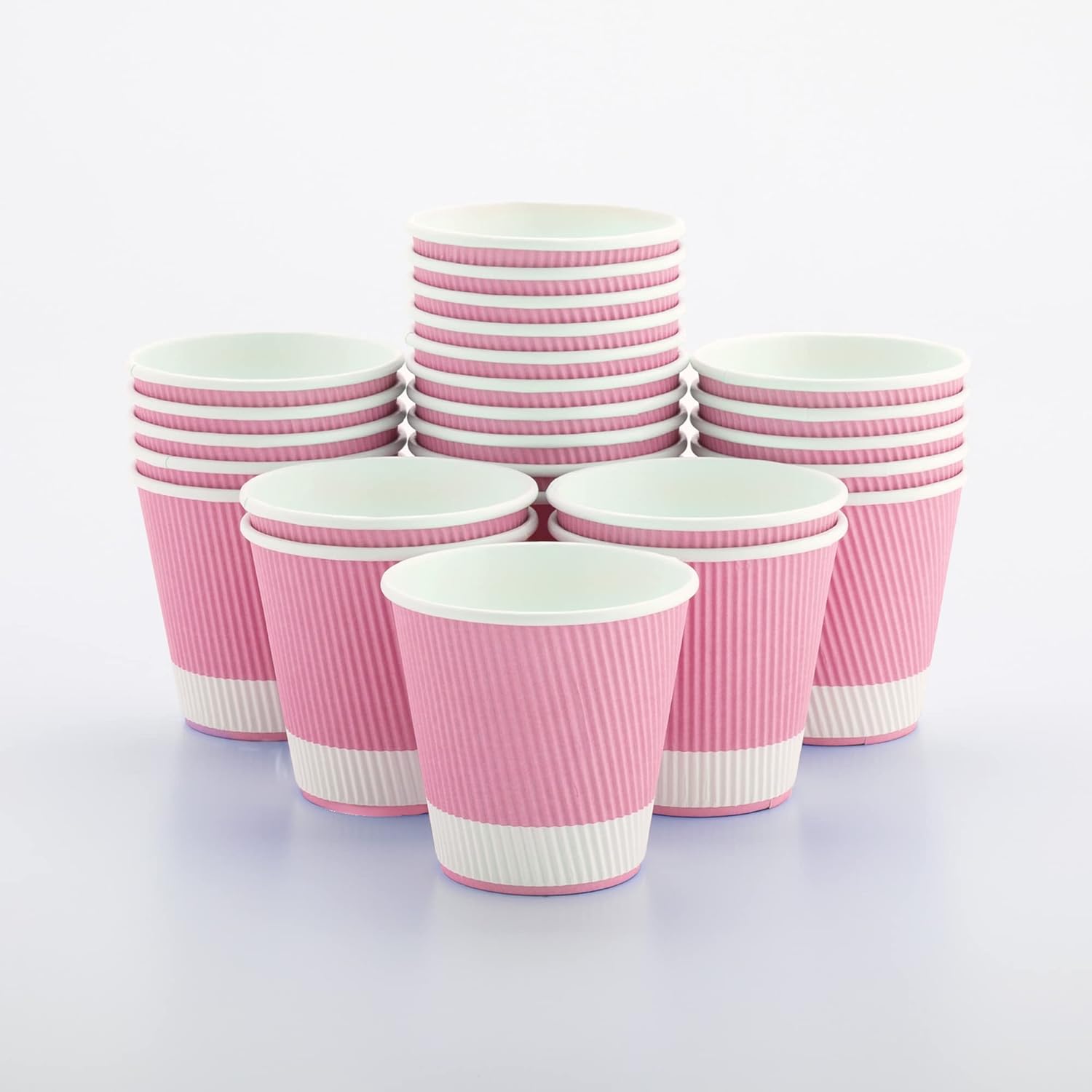 Restaurantware 8 Ounce Double Wall Disposable Coffee Cups, 500 Insulated Light Pink Paper Tumblers, with Ripple Wall Design, Lids Sold Separately for Hot Drinks like Tea, Coffee and More