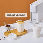 JOLLY PARTY [100 Pack] 10 oz Paper Coffee Cups, Disposable Paper Coffee Cup with Lids, Hot/Cold Beverage Drinking Cup for Water, Juice or Tea, Suitable for Home, Shops and Cafes