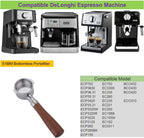 51mm Bottomless Portafilter Compatible with DeLonghi Espresso Machine Stainless Steel 51mm Portafilter 2 Ear for ECP3420/ECP3630/ECP3120/EC260BK/EC265/EC155/EC702/BCO430 Handle-RoseWooden