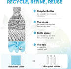 AIDEA Microfiber Cleaning Cloth Roll, Blue Shop Towels 55 Sheets Washable, Microfiber Towels for Cars, Blue Rags Reusable Paper Towel for Automotive, Workshop, House, Kitchen, Cleaning Supplies11×9"