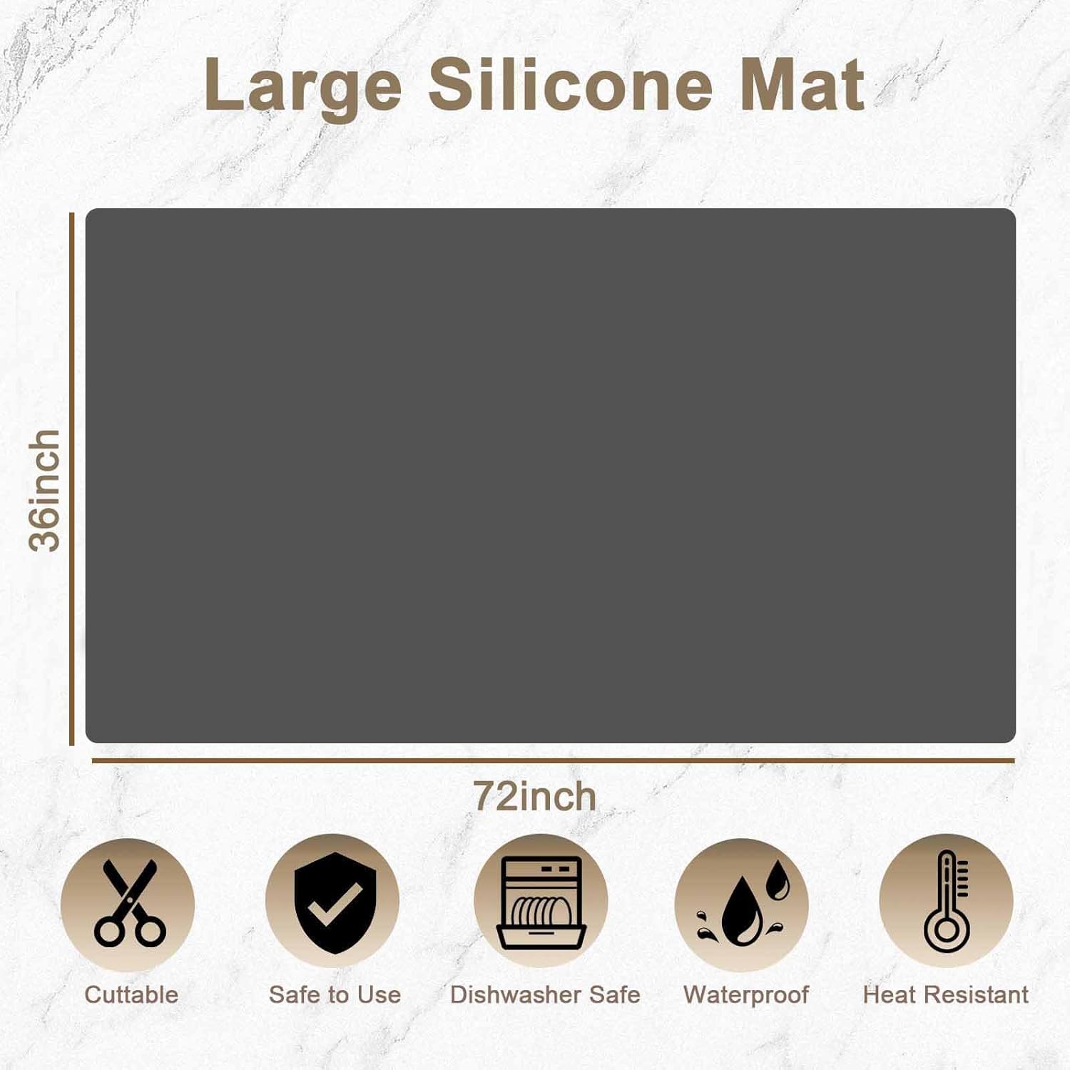 72''x36'' Large Silicone Mat for Kitchen Counter, Non-Slip Heat Resistant Countertop Protector, Waterproof Multipurpose Mat for Kitchen Island, Semitransparent
