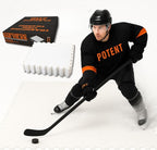 Potent Skateable Synthetic Ice Hockey Tiles (10-Pack, 21.6 SQFT) – Artificial Ice Rink Tiles for Home Hockey Training – Easy Interlocking Assembly, Expandable Design, Durable Self-Lubricating Surface