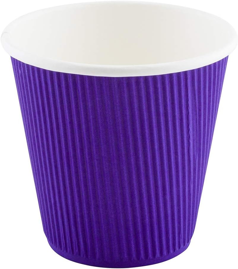 Restaurantware 8 Ounce Double Wall Disposable Coffee Cups, 500 Insulated Royal Purple Paper Tumblers with Ripple Wall Design, Lids Sold Separately for Hot Drinks like Tea, Hot Chocolate, and More