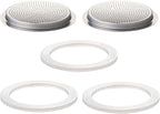 2 Pcs Filter with 3 Pcs Silicone Gasket Seals for 9 Cup 12 Cup Stovetop Espresso Coffee Maker Replacement Parts for Big Tummy and Straight Stainless Steel Moka Pot