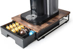EVERIE Wooden Coffee Pod Storage Drawer Holder Compatible with Nespresso Vertuoline Capsules, Rustic Brown, NP01-WD01