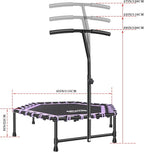 Newan 45'' Fitness Trampoline with Adjustable Handle Bar, Silent Trampoline Bungee Rebounder Jumping Cardio Trainer Workout for Adults - Mini Trampoline Max Limit 330 lbs