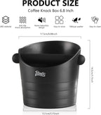 Bincoo Coffee Knock Box 6.8 Inch Shock-Coffee Ground Knock Box 1.2L with Removable Knock Bar and Non-Slip Base,Espresso Accessories Suitable for Home & Bar(Black 6.8 Inch)