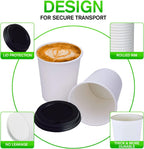Smygoods White Disposable Paper Coffee Cups with Lids (10 OZ, 100 Count) For Hot Beverages, Tea, Espresso, Cocoa - To Go Drink Containers, Café & Office