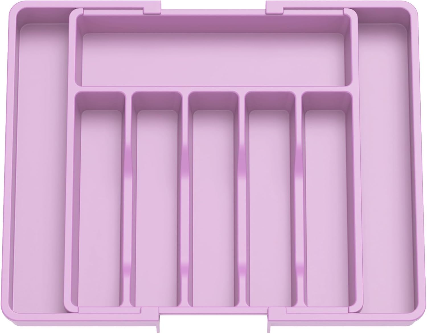 Lifewit Silverware Drawer Organizer, Expandable Utensil Tray for Kitchen, BPA Free Flatware and Cutlery Holder, Adjustable Plastic Storage for Spoons Forks Knives, Large, Purple