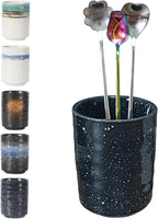 Stoneware Coffee Bar Utensil Holder Tea & Coffee Spoon & Stirrer Holder for Stir Stick Straw Teaspoon Holder Spoon Cup Small Utensil Jar (Starry night)