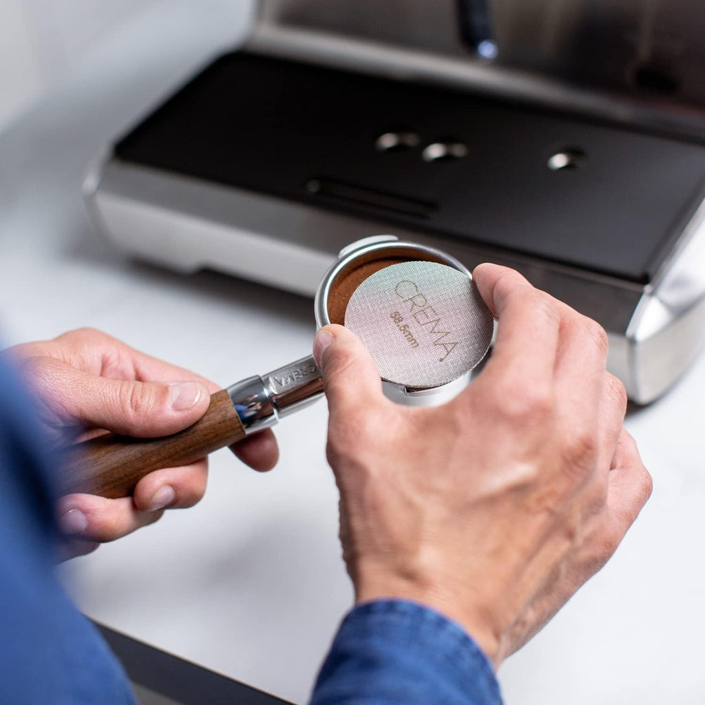 Crema Coffee Products 58.5mm Puck Screen for Barista Models | 1.7mm Thick 316L Steel Filter | Balanced Water Flow for Improved Extraction |Prevent Channeling & Reduce Maintenance|Durable,Easy to Clean