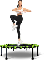 DARCHEN 400LBS Rebounder Trampoline for Adults, Indoor Mini Trampoline Silent Fitness Trampoline Small Bungee Rebounder Jumping Cardio Trainer Workout Exercise Workout with Handrail Bar [40 Inch]