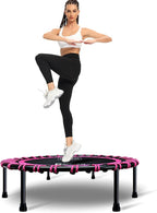 DARCHEN 400LBS Rebounder Trampoline for Adults, Indoor Mini Trampoline Silent Fitness Trampoline Small Bungee Rebounder Jumping Cardio Trainer Workout Exercise Workout with Handrail Bar [40 Inch]