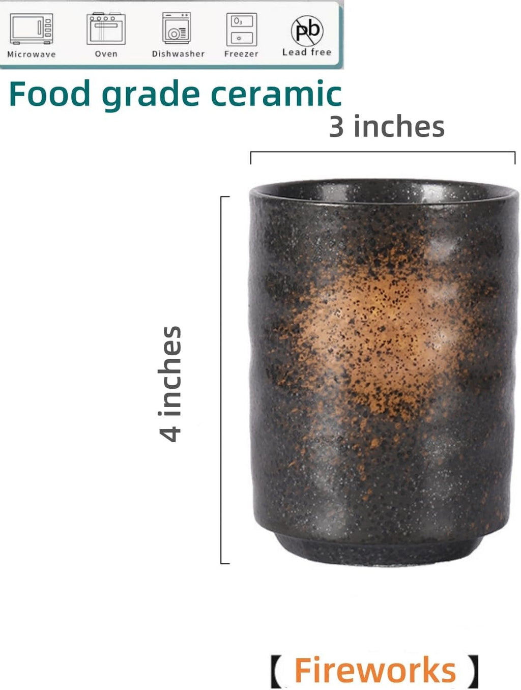 Stoneware Coffee Bar Utensil Holder Tea & Coffee Spoon & Stirrer Holder for Stir Stick Straw Teaspoon Holder Spoon Cup Small Utensil Jar (Fireworks)