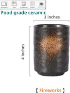 Stoneware Coffee Bar Utensil Holder Tea & Coffee Spoon & Stirrer Holder for Stir Stick Straw Teaspoon Holder Spoon Cup Small Utensil Jar (Fireworks)