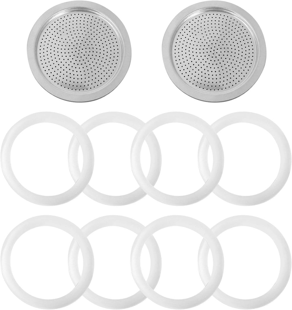 6 Pack Silicone Gaskets with 2 Filter Gasket, Silicone Sealing Rings for 6 Cup Stovetop Espresso Coffee Maker Replacement Parts