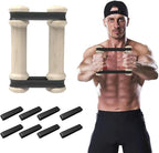 Rip Stick Portable Upper Body & Chest Workout Equipment with Adjustable Resistance Bands, Wooden Handles, Shoulder & Joint Rehab Home Gym – Muscle Strength & Flexibility Training (8 Bands Included)