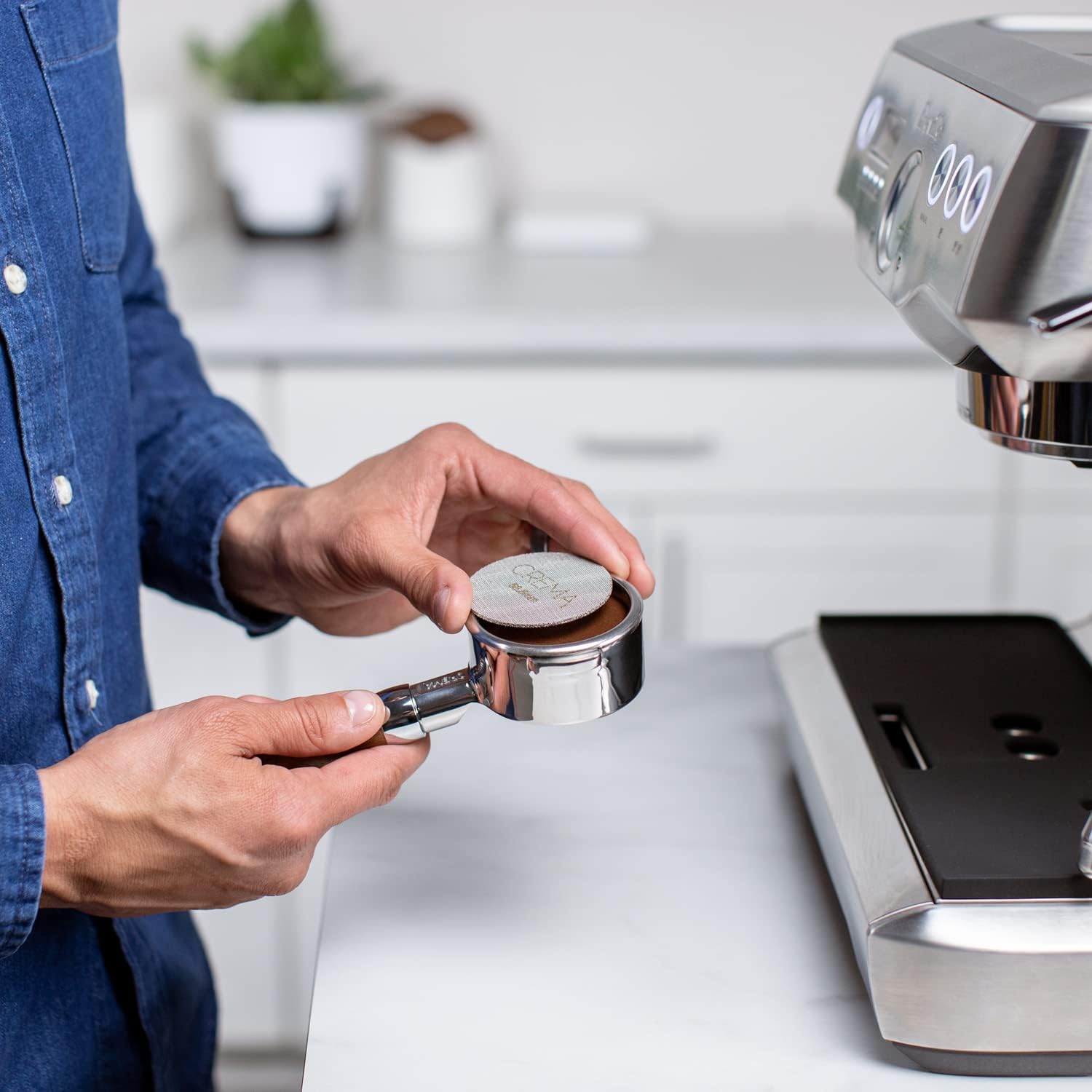 Crema Coffee Products 58.5mm Puck Screen for Barista Models | 1.7mm Thick 316L Steel Filter | Balanced Water Flow for Improved Extraction |Prevent Channeling & Reduce Maintenance|Durable,Easy to Clean