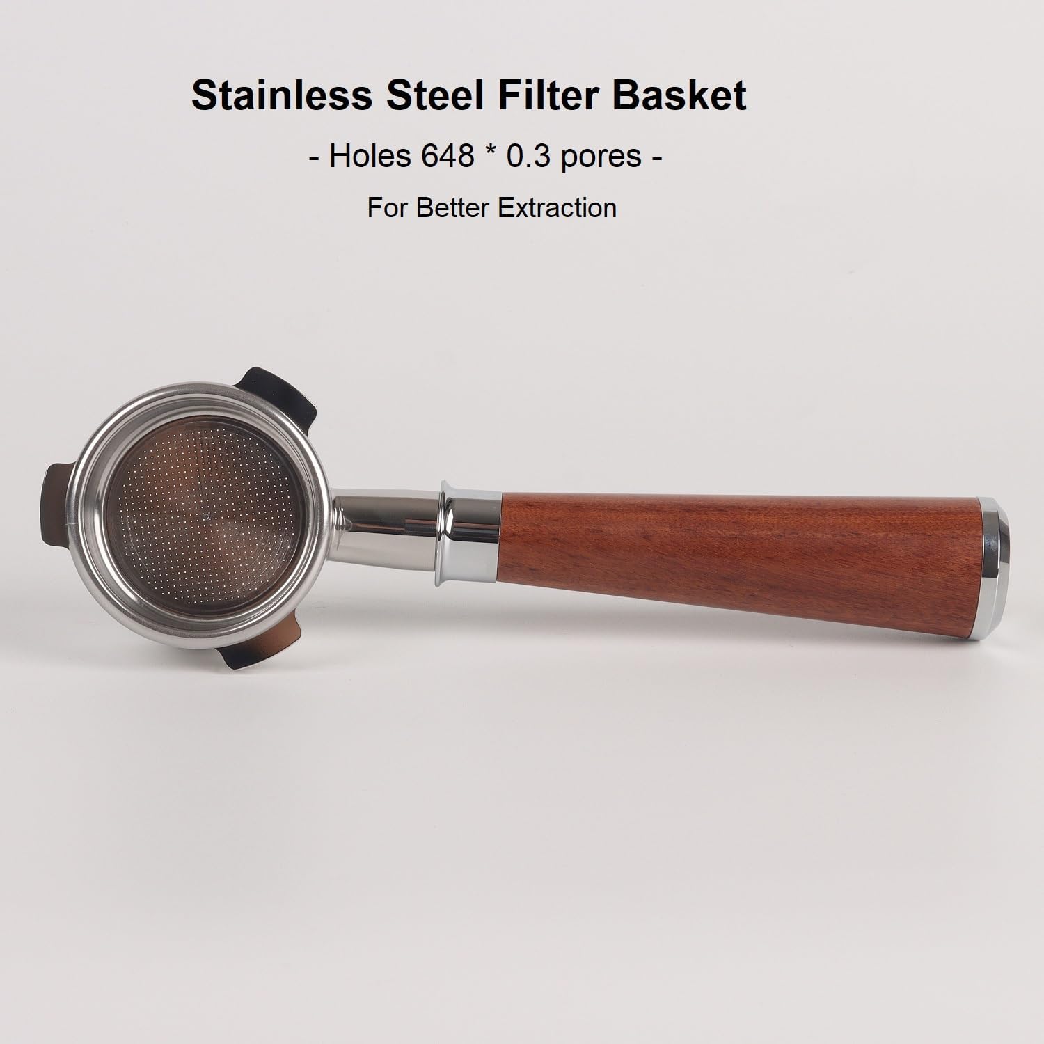 Bottomless Portafilter 54mm Compatible for Breville Barista Express, Pro, Touch, and Impress | Wooden Handle
