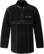 ANTAITHER Leather Welding Jacket with Open Back, Bib Apron with Cape Sleeve, Heat Flame Resistant Welder Coat