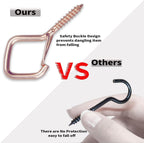 50 PCS Rose Gold Eye Screw Hooks for Hanging Heavy Duty with Safety Buckle.Metal Ceiling Hooks for Hanging Plants Cup Wind Chime Bird Feeders Patio Lights at Indoor&Outdoor