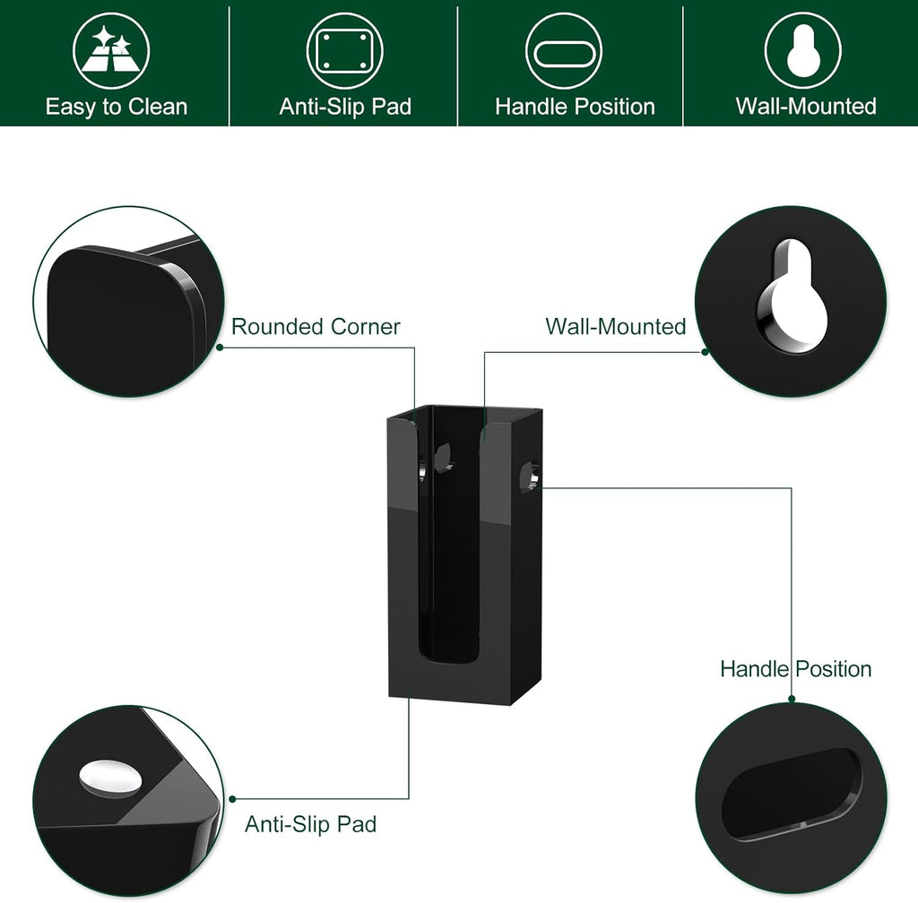 Disposable Coffee Cup Dispenser with Handles, Countertop or Wall Mount Hot/Cold Drink Cup and Lid Holder - Bathroom/Kitchen/Office Acrylic Cup Lid Storage Organizer (1 Compartment, Black)