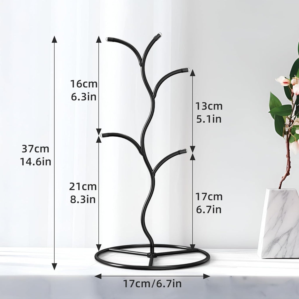 2 Pack Mug Holder, Metal Coffee Mug Holders Tree, Decorative Mug Rack, Mug Cup Tree for Kitchen Decor Organizer, Black