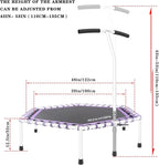 Newan 48'' Fitness Trampoline with Adjustable Handle Bar, Silent Trampoline Bungee Rebounder Jumping Cardio Trainer Workout for Adults - Max Limit 330 lbs