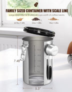 Airtight Coffee Canister, HAIOOU 22OZ Large Stainless Steel Coffee Bean Storage Container with Date Tracker, Measuring Scoop, 6Pcs CO2 Valves and Mini Tongs for Beans, Grounds, Sugar and more - Silver