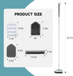 nacena Shower Scrubber with Long Handle, 4 in 1 Tile Tub Scrubber Brush with 3 Detachable Cleaning Heads and V-Shaped Grout Brush Shower Cleaner Brush for Bathroom Kitchen Toilet Tub Sink, Blue White