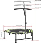 Newan 45'' Fitness Trampoline with Adjustable Handle Bar, Silent Trampoline Bungee Rebounder Jumping Cardio Trainer Workout for Adults - Mini Trampoline Max Limit 330 lbs