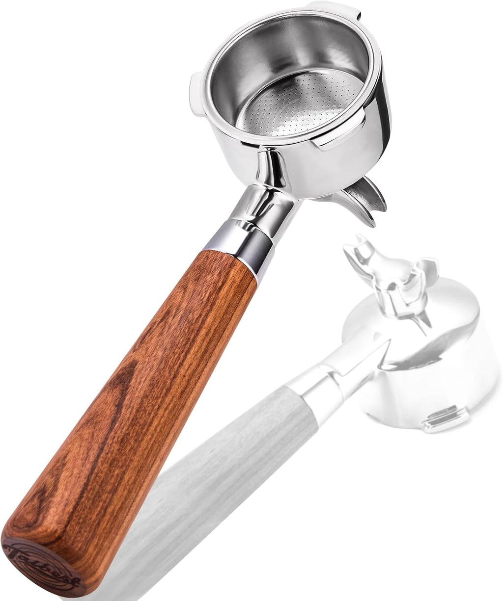 51mm Portafilter for CASABREWS 3700/CM5418, Dual Spout Espresso Handle with Siam Rosewood Grip & 304 Stainless Steel Basket