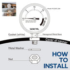 SENCTRL 20 Psi Pressure Cooker Gauge Replacement Part, 2" Dial Size, Stainless Steel Case, 3/8" UNC Male Lower Mount, Waterproof, with Gasket, Metal Washer and Nut, for Steam Canner, Pressure Cooker
