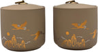 Bare & Balanced Premium Ceramic Tea Canister Set – Handcrafted Storage Jars with Airtight Lids | Crane & Mountain Design | Ideal for Tea, Coffee, Spices | Gift-Ready Box (Light beige)