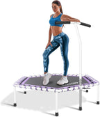 Newan 48'' Fitness Trampoline with Adjustable Handle Bar, Silent Trampoline Bungee Rebounder Jumping Cardio Trainer Workout for Adults - Max Limit 330 lbs