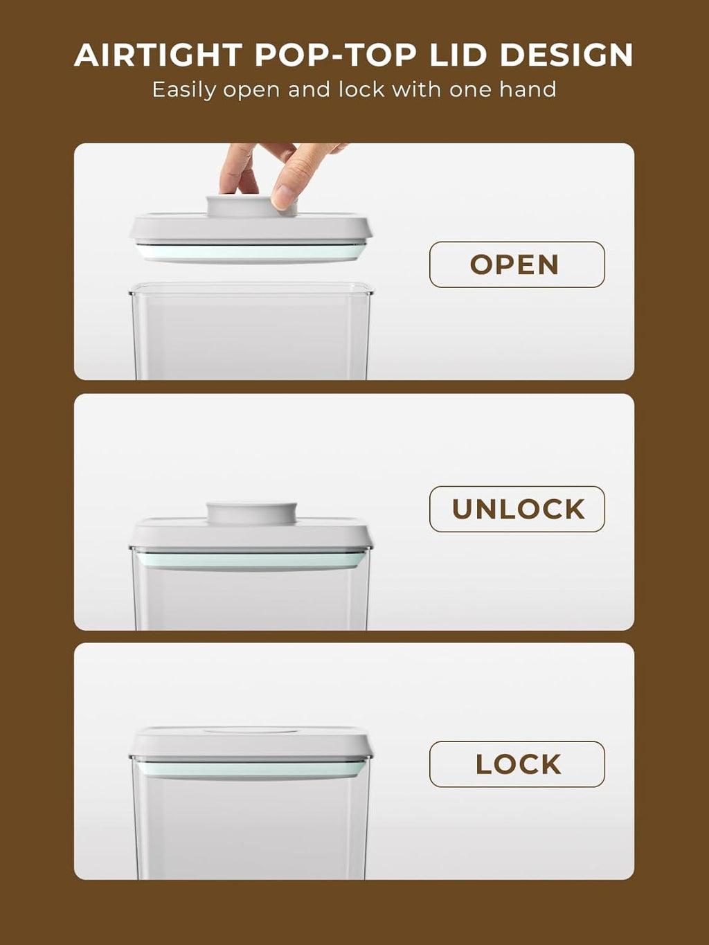 Cereal Containers Storage, 2 Pack Rice Holder, 4.22 Qt - 6 Lbs Food Storage Container Bin with Pop-up Lid for Rice Flour Sugar, Dry Food Holder for Kitchen Pantry Organization and Storage