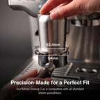 Crema Coffee Products 54mm Dosing Cup | Compatible with Breville Portafilters etc | Durable 100% Stainless Steel | Built-In Grinder Tab for Easy Transfer | Sleek, Mess-Free Design | White Finish