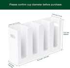 Disposable Coffee Cup Dispenser with Handles, Countertop or Wall Mount Hot/Cold Drink Cup and Lid Holder - Bathroom/Kitchen/Office Acrylic Cup Lid Storage Organizer (4 Compartments, White)