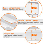 Silverware Organizer - Expandable Kitchen Drawer Organizer, BPA-Free Food-Safe Utensil Drawer Organizer with 7 Compartments, Deep Cutlery Tray for Forks, Knives, White