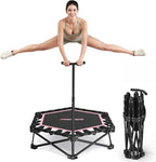 Foldable Mini Trampoline, Rebounder Trampoline with Adjustable Foam Handle, Fitness Trampoline for Indoor, Outdoor, Home Gym, Max Load 460 lbs