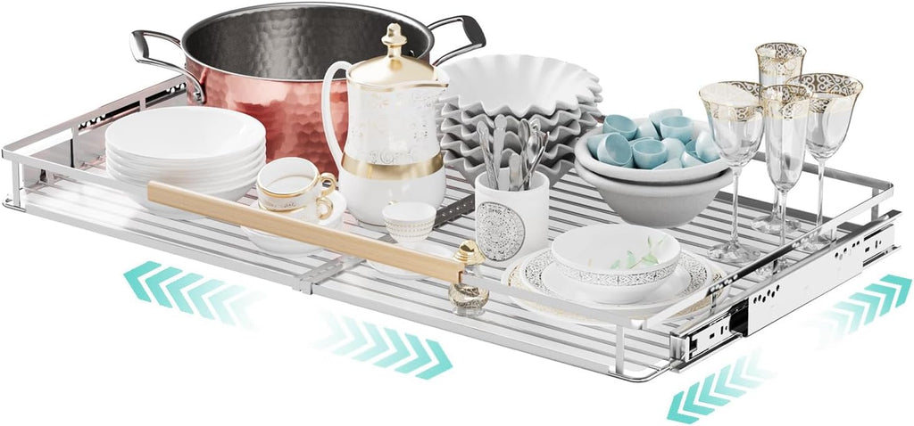 Expandable Pull Out Cabinet Organizer, Adjustable Width:23.2~39.9''W x 22.5''D Under Sink Organizer, Drawer Storage Shelves for Kitchen, Bathroom, Closet, Pantry, Cupboard, Pots, Pans