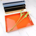 Spsyrine Orange Bathroom Vanity Tray with Handles for Dresser Tops, Countertop, Perfume Decorative Tray, 11.8” * 7.87” *1.37”