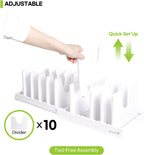 Pots and Pans Organizer under Cabinet, Bamboo Expandable Bakeware and Cutting Board Organizers, Adjustable Pot Lids Holder Rack, Cookie Sheet Baking Pan, Tray Organizer for Kitchen Storage (White)